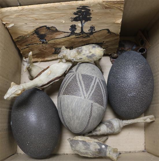 Emu eggs and Maori ornaments